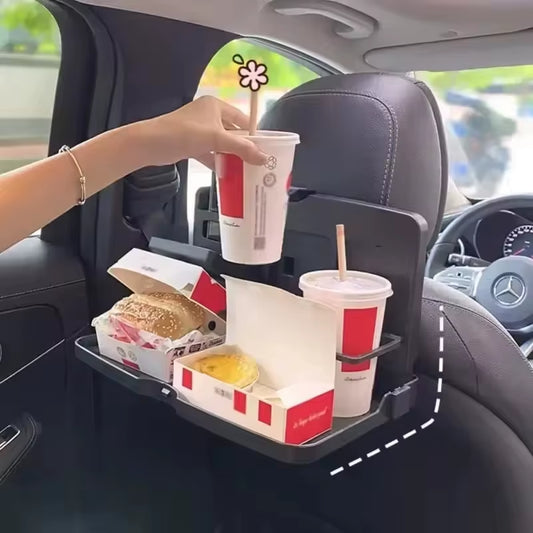 Versatile Car Back Seat Dining Tray - Foldable Table for Food, Drinks, and Devices