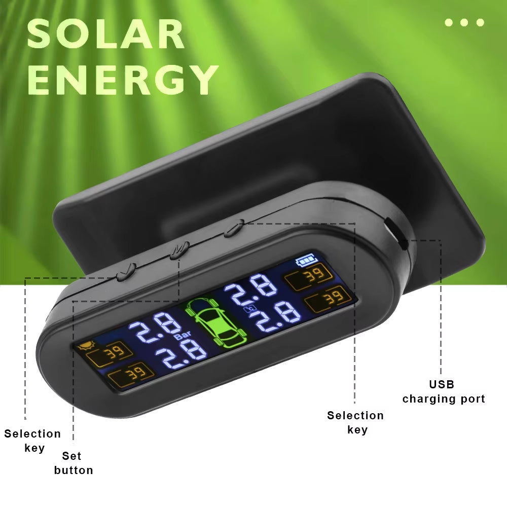 Revolutionary Solar-Powered Tire Pressure Monitoring System with Temperature Alerts - Keep Your Tires Safe and Efficient!