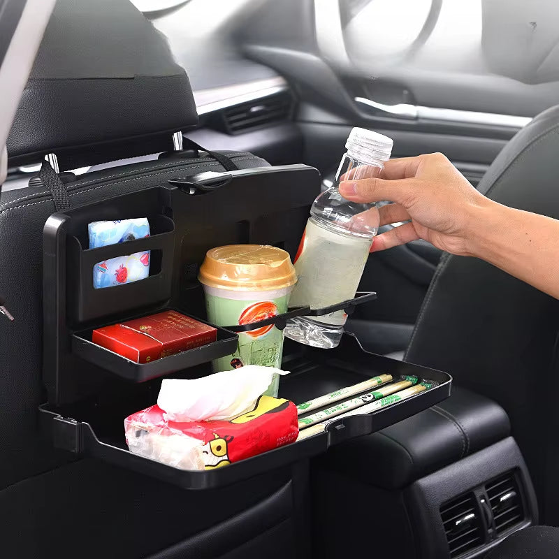 Versatile Car Back Seat Dining Tray - Foldable Table for Food, Drinks, and Devices