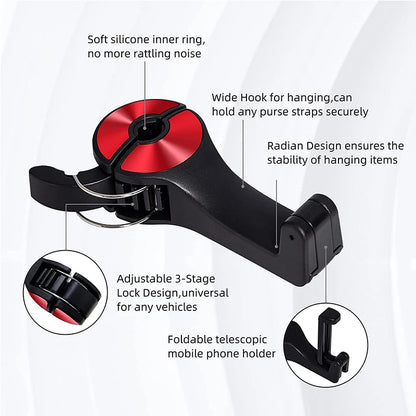 Revolutionary 2-in-1 Car Headrest Hook & Phone Holder - Ultimate Convenience for Your Vehicle!