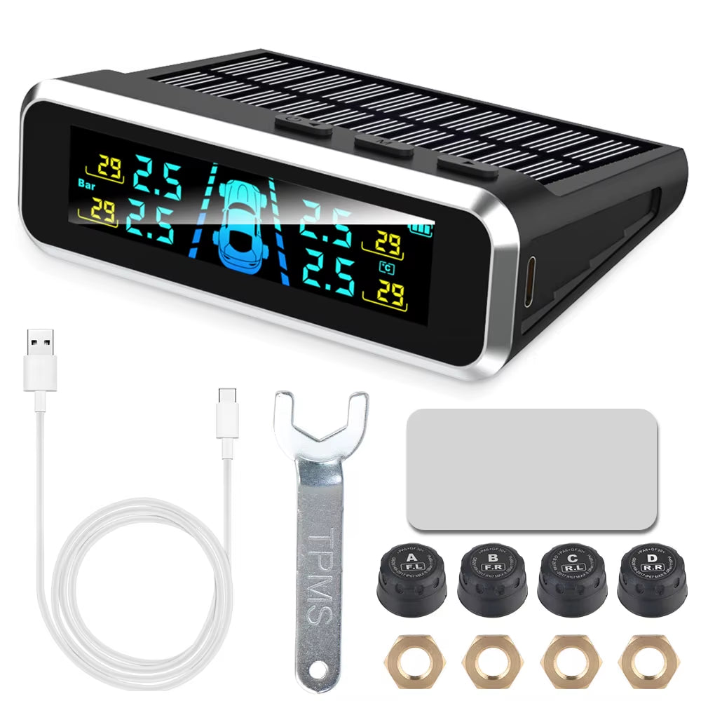 Revolutionary Solar-Powered Tire Pressure Monitoring System with Temperature Alerts - Keep Your Tires Safe and Efficient!