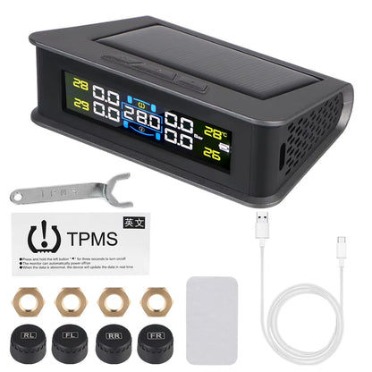 Revolutionary Solar-Powered Tire Pressure Monitoring System with Temperature Alerts - Keep Your Tires Safe and Efficient!