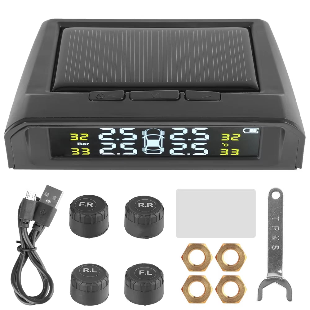 Revolutionary Solar-Powered Tire Pressure Monitoring System with Temperature Alerts - Keep Your Tires Safe and Efficient!