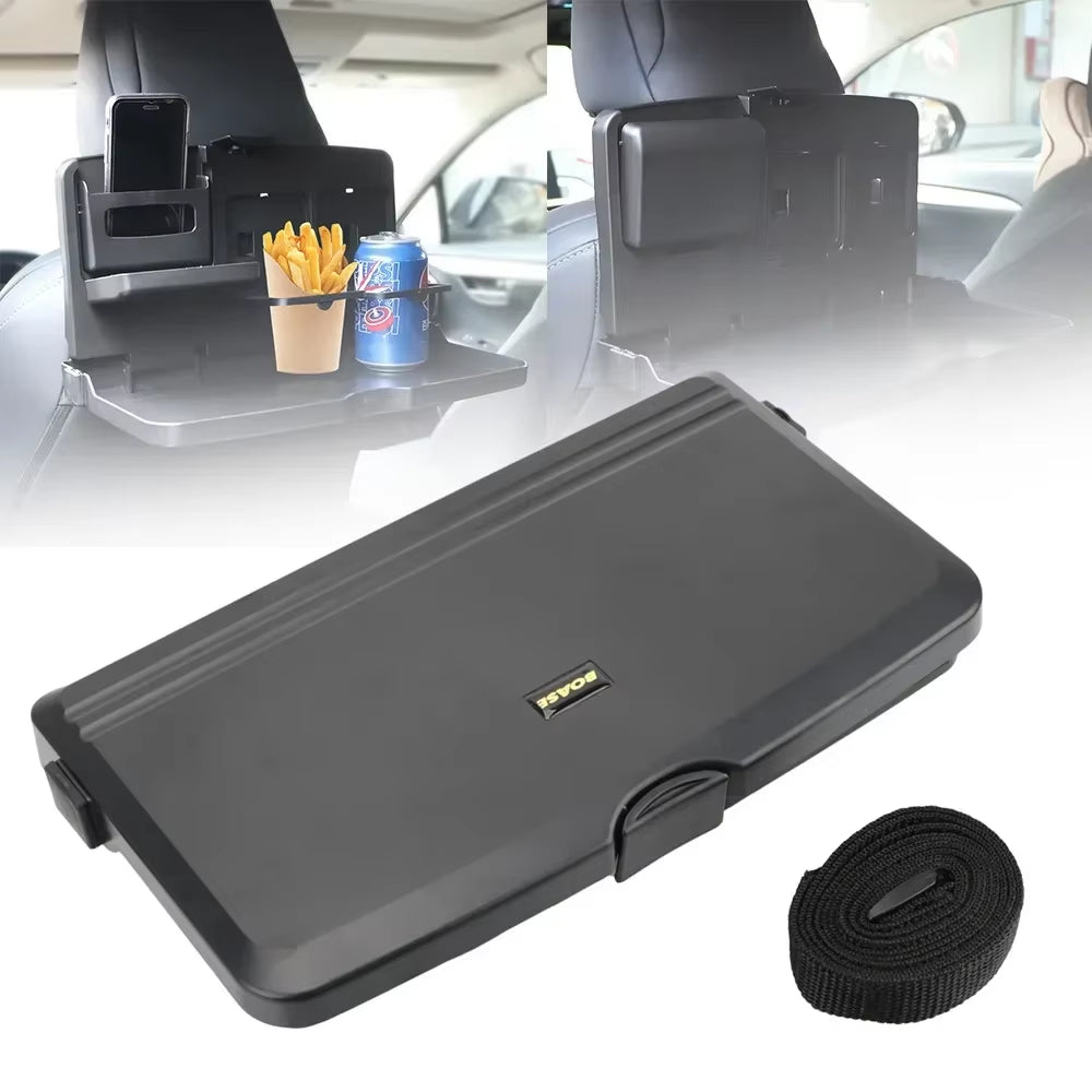 Versatile Car Back Seat Dining Tray - Foldable Table for Food, Drinks, and Devices