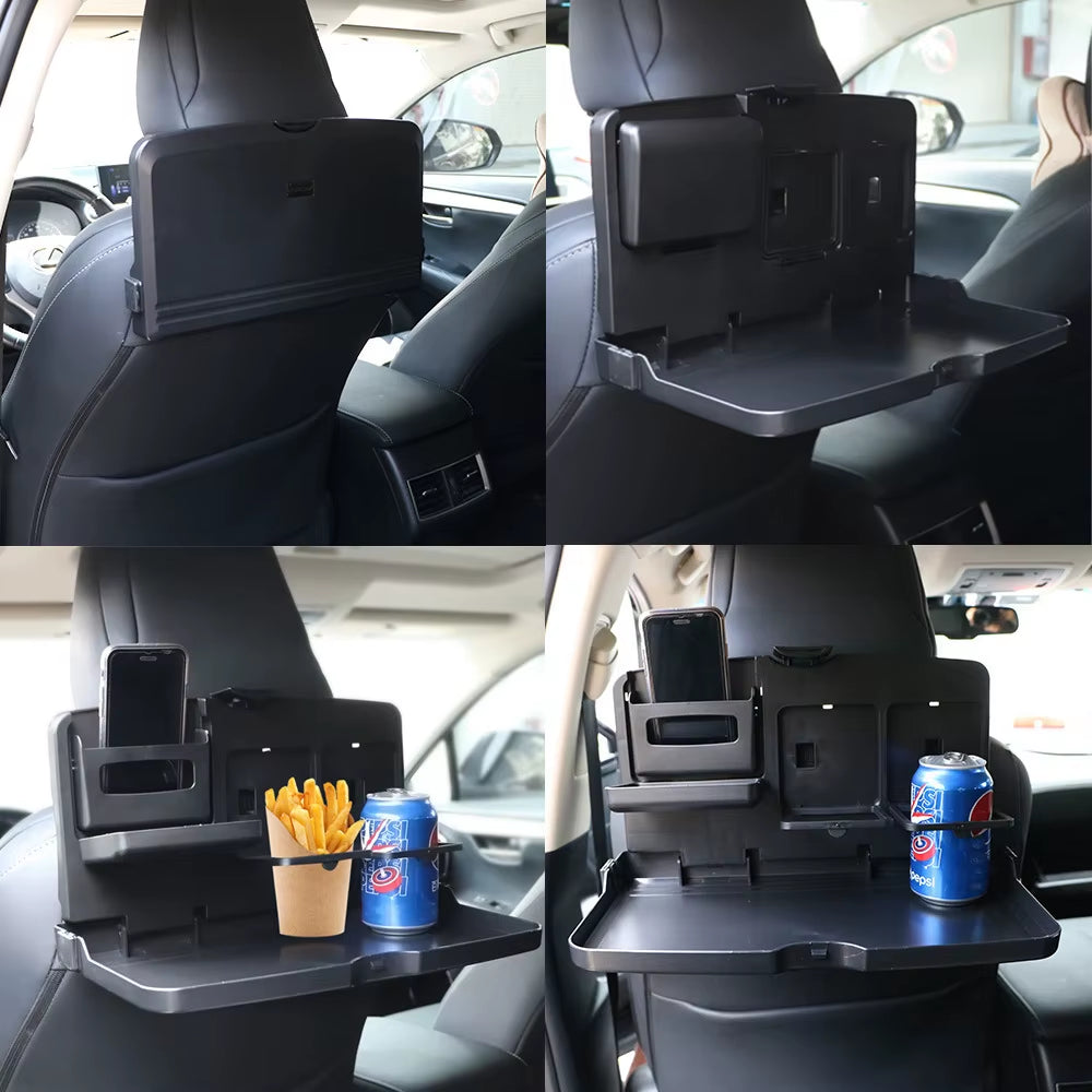 Versatile Car Back Seat Dining Tray - Foldable Table for Food, Drinks, and Devices